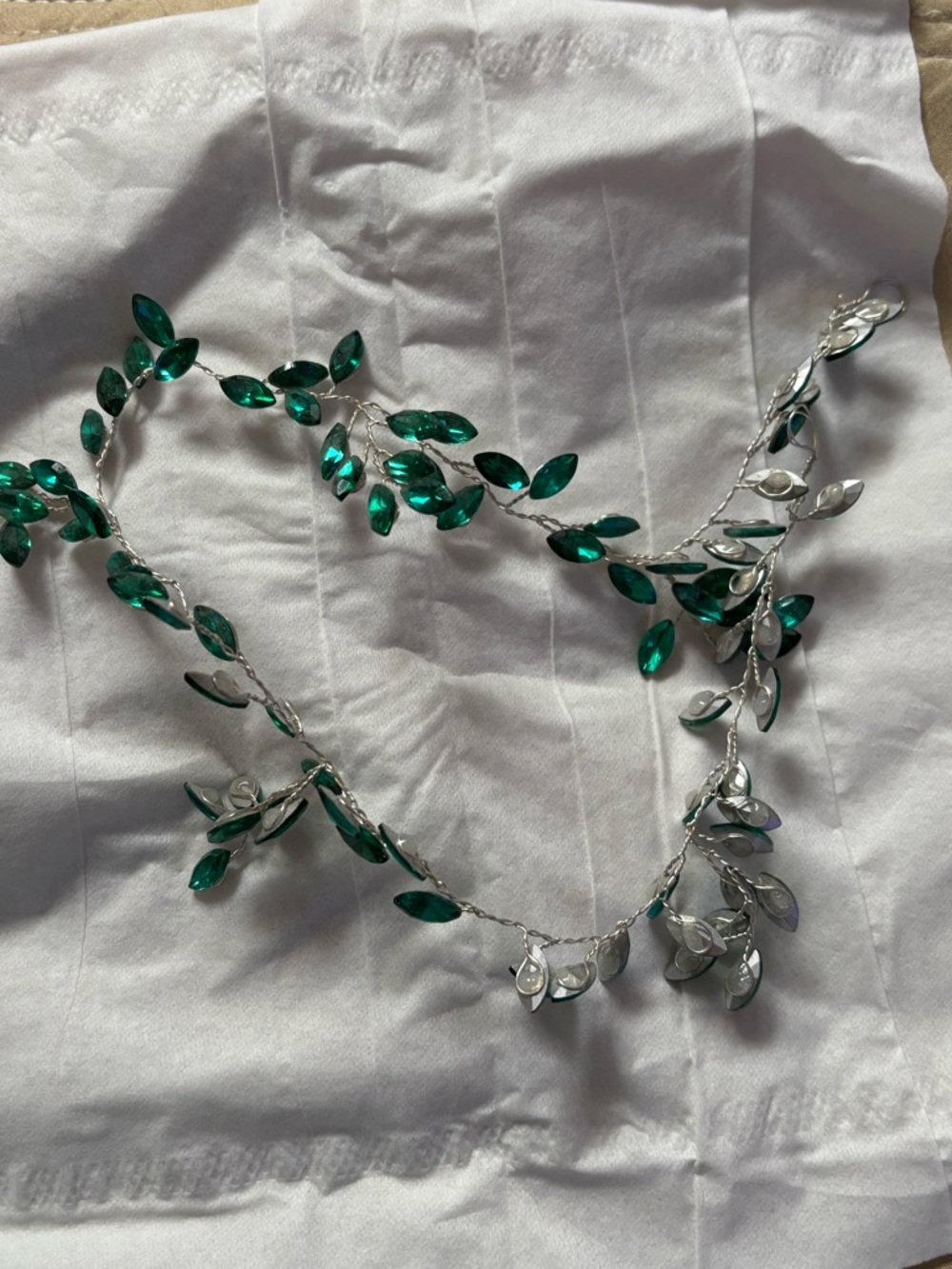 Emerald Leaf Beaded Hair Vine